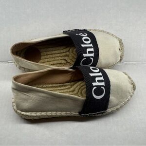 Chloe Canvas Espadrilles in Beige and Tan